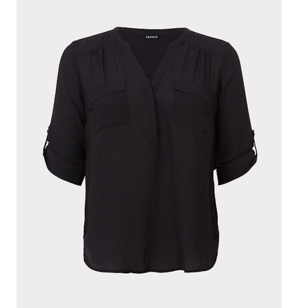 TORRID BLACK GEORGETTE PULLOVER BLOUSE